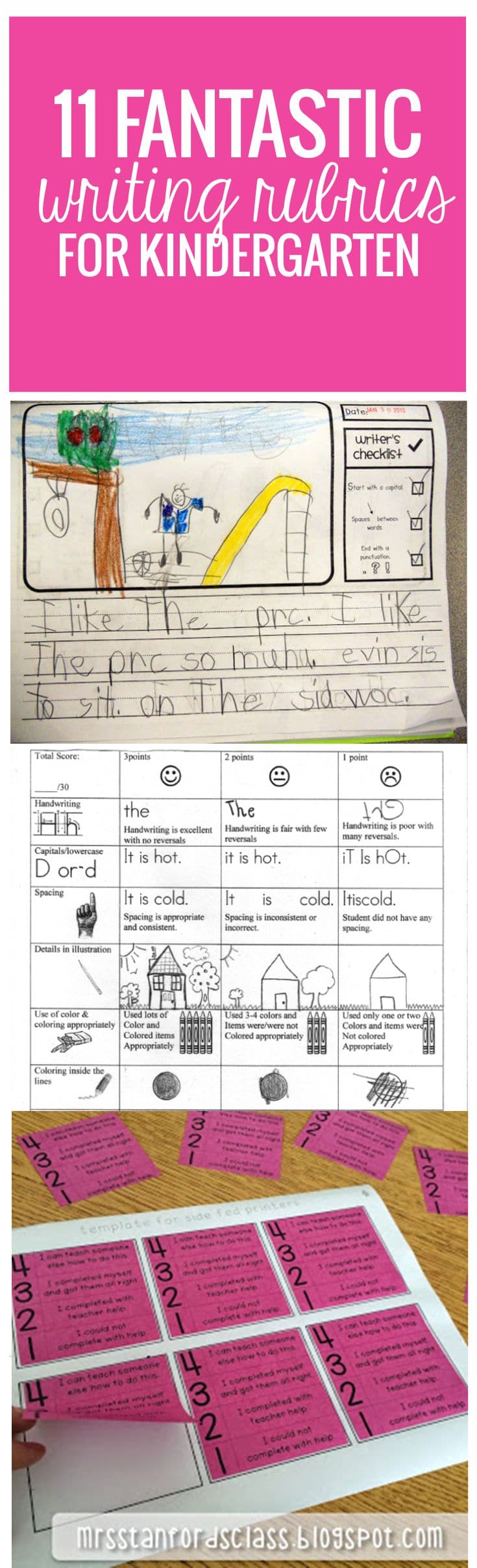 11 Fantastic Writing Rubrics for Kindergarten - all free - these are great