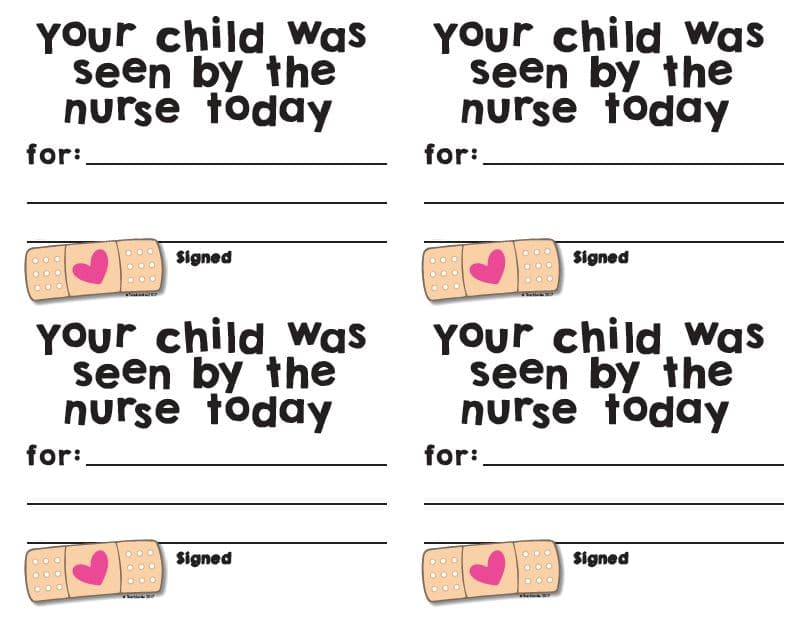 School Nurse Visitor Slips Printable Teach Junkie