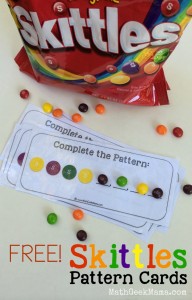 Pattern Cards with Skittles for Free (Preschool)