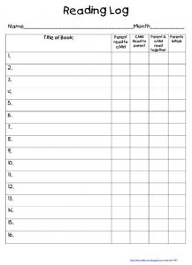 Take Home Reading Log Freebie - Teach Junkie